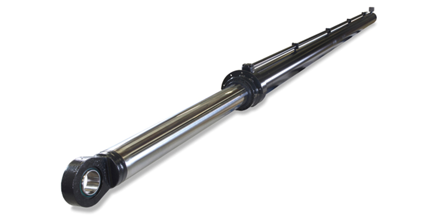  Long hydraulic cylinder provides long reach